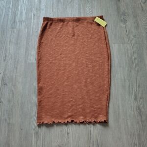 Bozzolo Cinnamon Ribbed Pencil Skirt